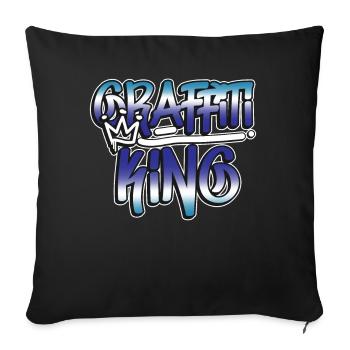 Graffiti King Retro 80s 90s Hip Hop Urban Street - Sofakissenbezug 45 x 45 cm - Schwarz - Vorne