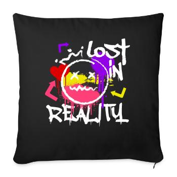 Lost In Reality Graffiti Smile Urban Street Artist - Sofakissenbezug 45 x 45 cm - Schwarz - Vorne