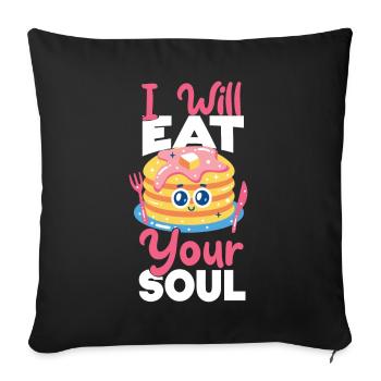 Pancake Lover Kids I Will Eat Your - Sofa pillowcase 17,3'' x 17,3'' (45 x 45 cm) - black - Front
