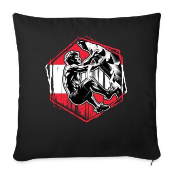 Grimpeur autrichien – Escalade de bloc en détresse - Housse de coussin décorative 45 x 45 cm - noir - Devant