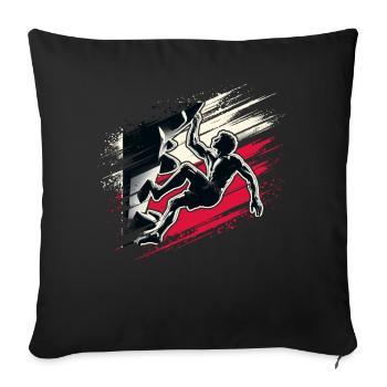 Poland Climber – Escalade de bloc en détresse - Housse de coussin décorative 45 x 45 cm - noir - Devant