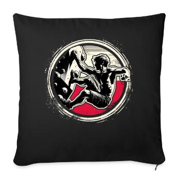 Poland Climber – Escalade de bloc en détresse - Housse de coussin décorative 45 x 45 cm - noir - Devant