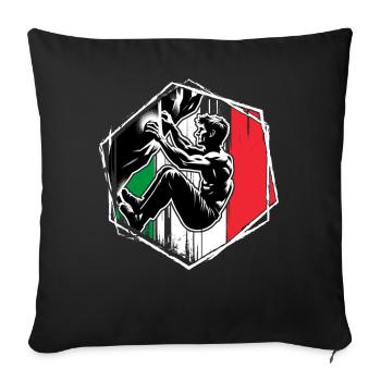 Grimpeur d’Italie – Escalade de bloc en détresse - Housse de coussin décorative 45 x 45 cm - noir - Devant