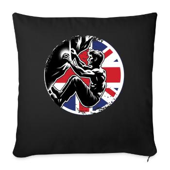 Grimpeur d’Angleterre - Boulder UK Boulderer Escalade - Housse de coussin décorative 45 x 45 cm - noir - Devant