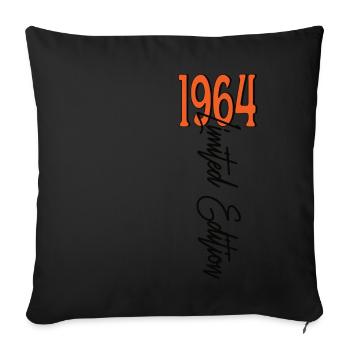 1964 Vintage anniversaire drôles dictons - Housse de coussin décorative 45 x 45 cm - noir - Devant