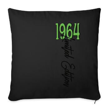 1964 Vintage anniversaire drôles dictons - Housse de coussin décorative 45 x 45 cm - noir - Devant