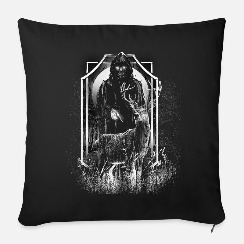 Hirsch Wald Kreatur Tod Horror Halloween Monster - Sofakissenbezug 45 x 45 cm - Schwarz