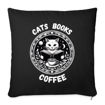 Cats, Books, Coffee, Relaxing, Cats, Mom, Reading - Sofa pillowcase 17,3'' x 17,3'' (45 x 45 cm) - black - Front