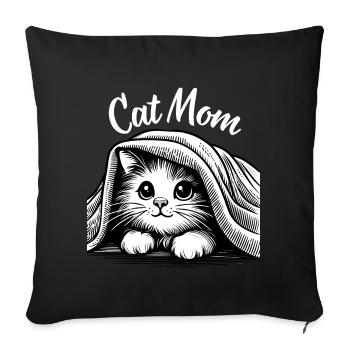 Chat Chaton Chat Maman Chat Amour Mignon - Housse de coussin décorative 45 x 45 cm - noir - Devant