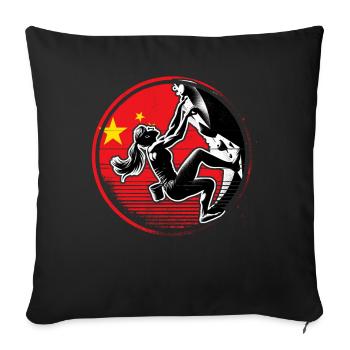 China Climber - Escalade de bloc femmes - Housse de coussin décorative 45 x 45 cm - noir - Devant