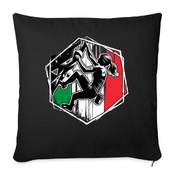 Italie Climber - Femme Escalade de bloc - Housse de coussin décorative 45 x 45 cm - noir - Devant