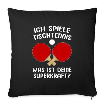 Tennis de table Joueur de tennis de table - Housse de coussin décorative 45 x 45 cm - noir - Devant