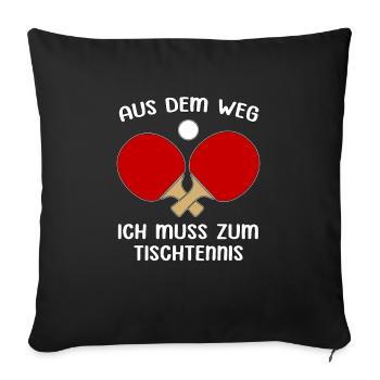 Tennis de table Joueur de tennis de table - Housse de coussin décorative 45 x 45 cm - noir - Devant