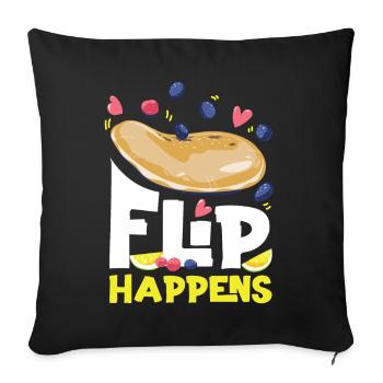 Pancake Lover Kids Pun Flip - Sofa pillowcase 17,3'' x 17,3'' (45 x 45 cm) - black - Front