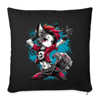 Werewolf Punk, Punk, Punkrock, Wolf, Fun, - Sofa pillowcase 17,3'' x 17,3'' (45 x 45 cm) - black - Front