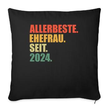 Meilleure femme depuis 2024 1er anniversaire de mariage - Housse de coussin décorative 45 x 45 cm - noir - Devant