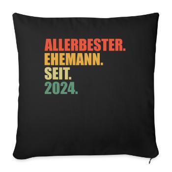 Meilleur mari depuis 2024 1er anniversaire de mariage - Housse de coussin décorative 45 x 45 cm - noir - Devant