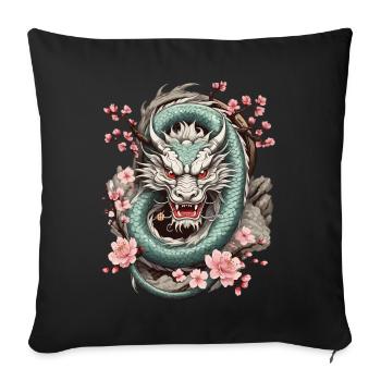 Japanese Dragon Aesthetic Streetwear Design - Sofa pillowcase 17,3'' x 17,3'' (45 x 45 cm) - black - Front