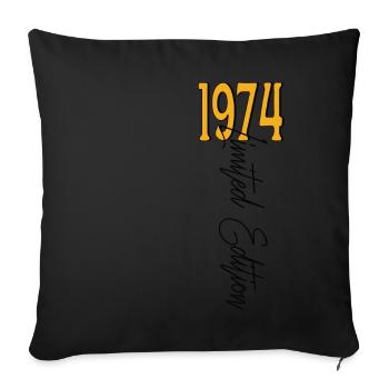 1974 Vintage anniversaire drôles dictons - Housse de coussin décorative 45 x 45 cm - noir - Devant
