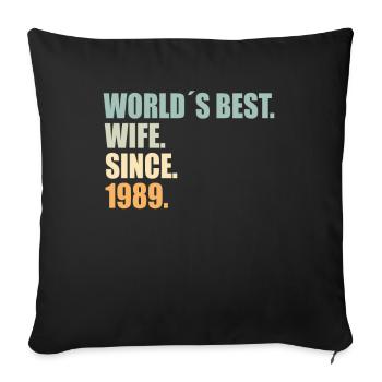 Meilleure épouse depuis 1989 35e anniversaire de mariage - Housse de coussin décorative 45 x 45 cm - noir - Devant