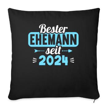 Meilleur mari depuis 2024 1er anniversaire de mariage - Housse de coussin décorative 45 x 45 cm - noir - Devant