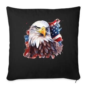 Bald Eagle US American Flag Patriotic Animal - Sofakissenbezug 45 x 45 cm - Schwarz - Vorne