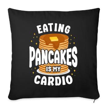 Amateur de crêpes Les enfants mangent des crêpes - Housse de coussin décorative 45 x 45 cm - noir - Devant
