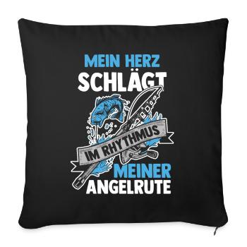 Pêcheur à la ligne Canne à pêche Pêche - Housse de coussin décorative 45 x 45 cm - noir - Devant
