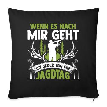 Chasse, Chasse, Cerf, Chasse, Sanglier, Chasseur, Chasseur - Housse de coussin décorative 45 x 45 cm - noir - Devant
