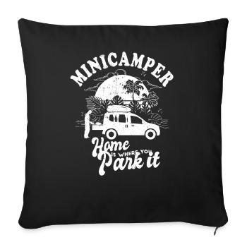 Camping Camper Microcamper Accessories Funny Sayings - Sofa pillowcase 17,3'' x 17,3'' (45 x 45 cm) - black - Front