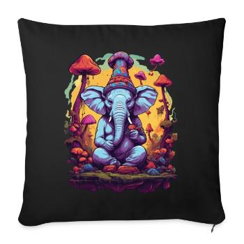 Éléphant psychédélique Art musique Festival couleurs - Housse de coussin décorative 45 x 45 cm - noir - Devant