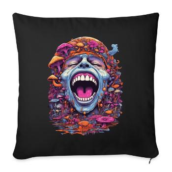 Art psychédélique champignons forestiers musique Festival Design - Housse de coussin décorative 45 x 45 cm - noir - Devant