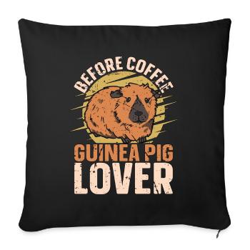 Amateur de cochon d’Inde Le café aime Hamster Amateur de café - Housse de coussin décorative 45 x 45 cm - noir - Devant