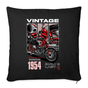 Moto Vintage Motards Motard Anniversaire 1954 - Housse de coussin décorative 45 x 45 cm - noir - Devant