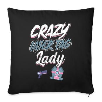 Crazy Laser Tag Lady - Lasertag - Sofa pillowcase 17,3'' x 17,3'' (45 x 45 cm) - black - Front