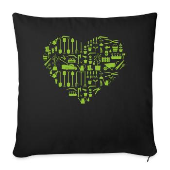 Garden Heart Funny Gardening Lover Plant - Sofa pillowcase 17,3'' x 17,3'' (45 x 45 cm) - black - Front