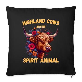 Vache, Highlands Écossais, Boeuf, , Animal, Âme - Housse de coussin décorative 45 x 45 cm - noir - Devant