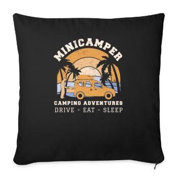 Minicamper ADVENTURES Camping-Camper Microcamper - Sofa pillowcase 17,3'' x 17,3'' (45 x 45 cm) - black - Front