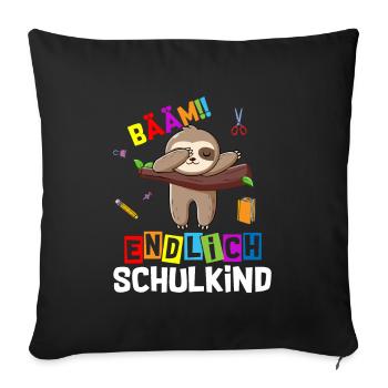 Bääm Finally Schoolchild Sloth School Enrollment - Sofa pillowcase 17,3'' x 17,3'' (45 x 45 cm) - black - Front