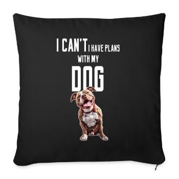 Je ne peux pas avoir de projets avec mon chien American Pitbull - Housse de coussin décorative 45 x 45 cm - noir - Devant