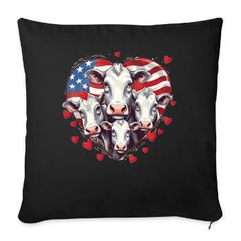 USA American Flag Patriotic Farm Animal Cute Cows - Sofakissenbezug 45 x 45 cm - Schwarz - Vorne