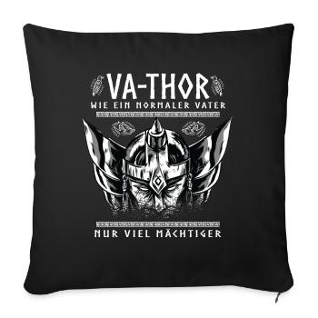 Vathor - Fête des pères Cadeau Fête des Pères Viking - Housse de coussin décorative 45 x 45 cm - noir - Devant