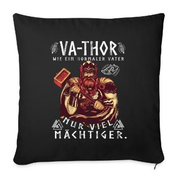 Vathor - Fête des pères Cadeau Fête des Pères Viking - Housse de coussin décorative 45 x 45 cm - noir - Devant
