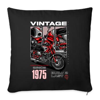 Moto Vintage Motards Motard Anniversaire 1975 - Housse de coussin décorative 45 x 45 cm - noir - Devant