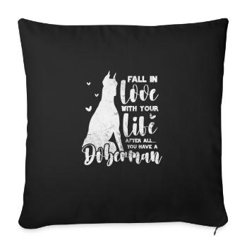 Doberman - Housse de coussin décorative 45 x 45 cm - noir - Devant