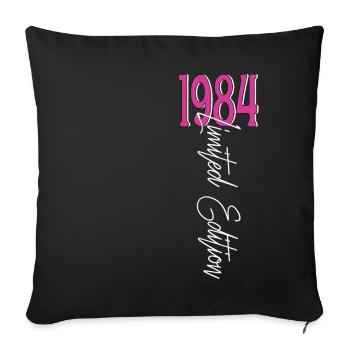 1984 Vintage anniversaire drôles dictons - Housse de coussin décorative 45 x 45 cm - noir - Devant