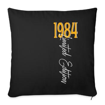 1984 Vintage anniversaire drôles dictons - Housse de coussin décorative 45 x 45 cm - noir - Devant