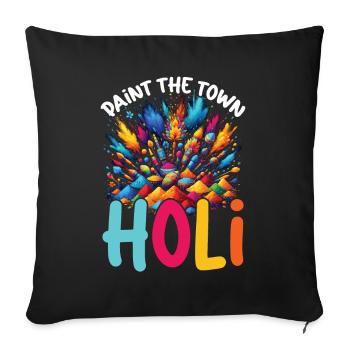 Happy Holi Greetings Hinduism Indian Festival - Sofa pillowcase 17,3'' x 17,3'' (45 x 45 cm) - black - Front