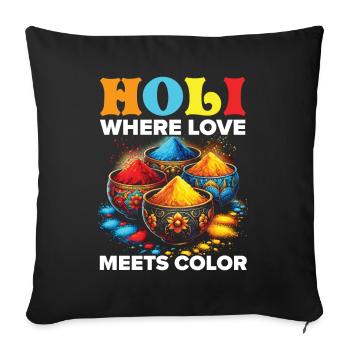 Happy Holi Greetings Hinduism Indian Festival - Sofa pillowcase 17,3'' x 17,3'' (45 x 45 cm) - black - Front