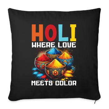 Happy Holi Greetings Hinduism Indian Festival - Sofa pillowcase 17,3'' x 17,3'' (45 x 45 cm) - black - Front